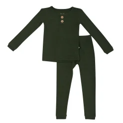 Ribbed Henley Set in Fir