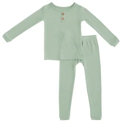 Ribbed Henley Set in Thyme