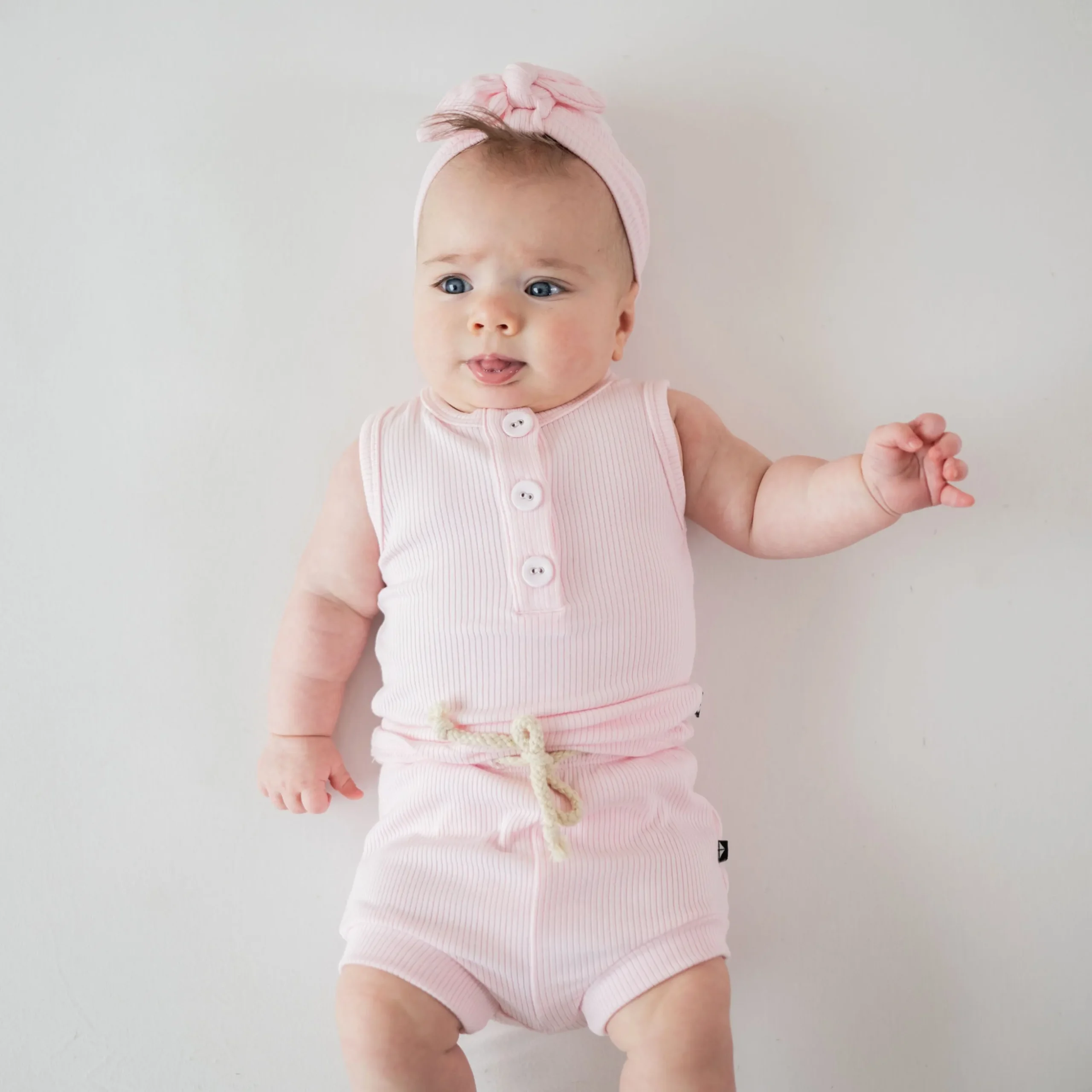Ribbed Henley Tank Set in Sakura