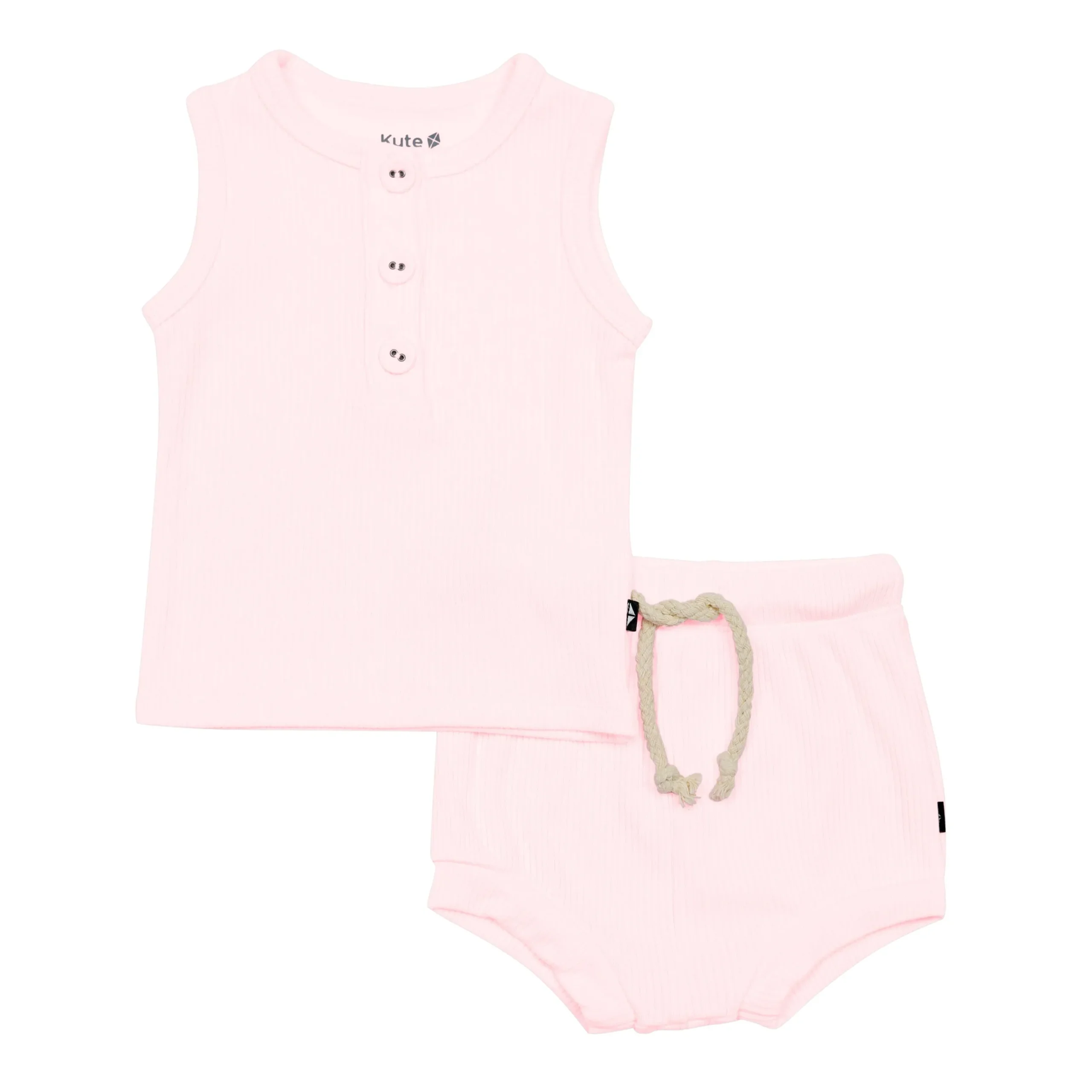 Ribbed Henley Tank Set in Sakura