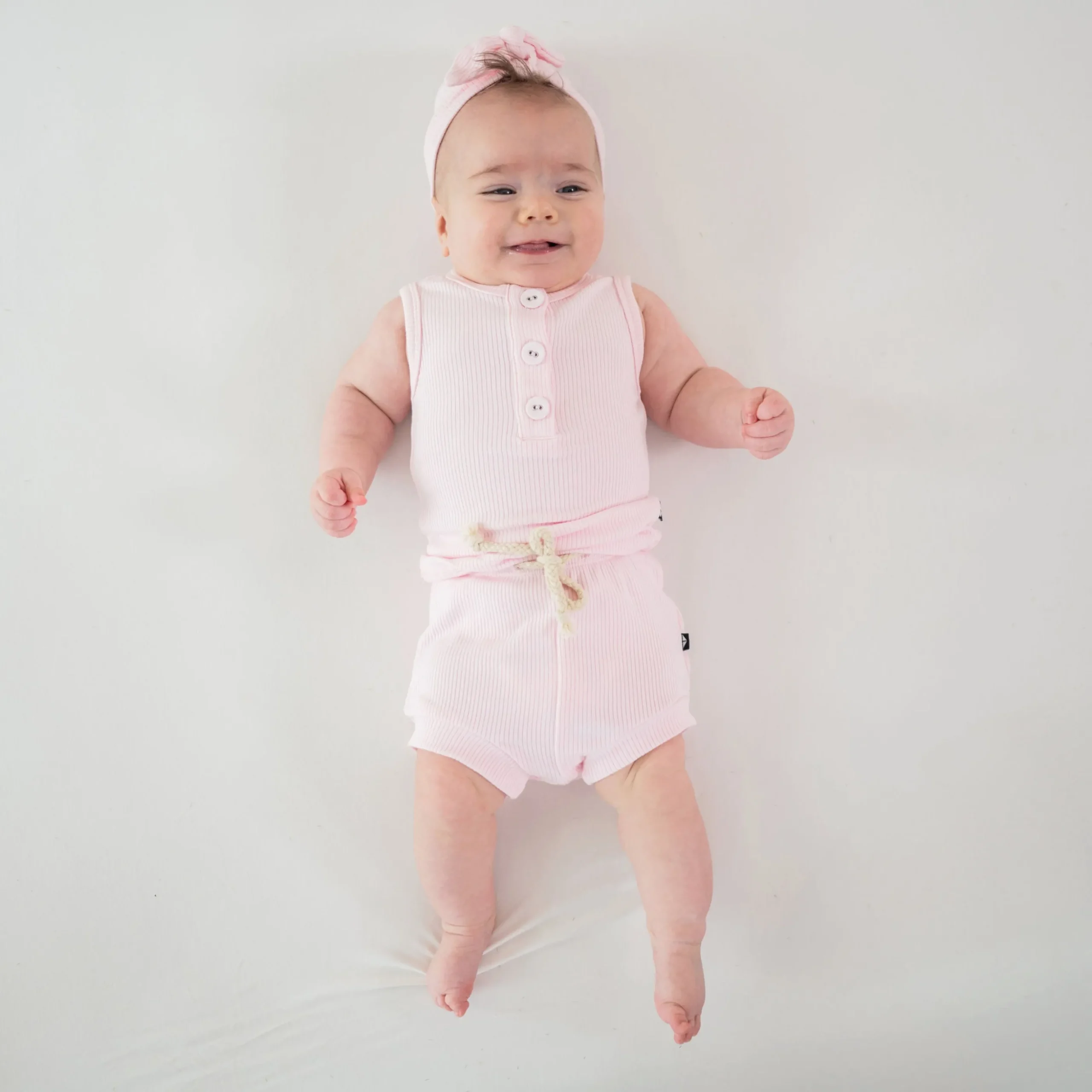 Ribbed Henley Tank Set in Sakura