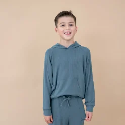 Ribbed Hoodie in Atlantic