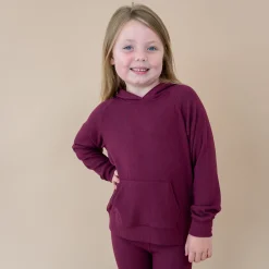 Ribbed Hoodie in Burgundy