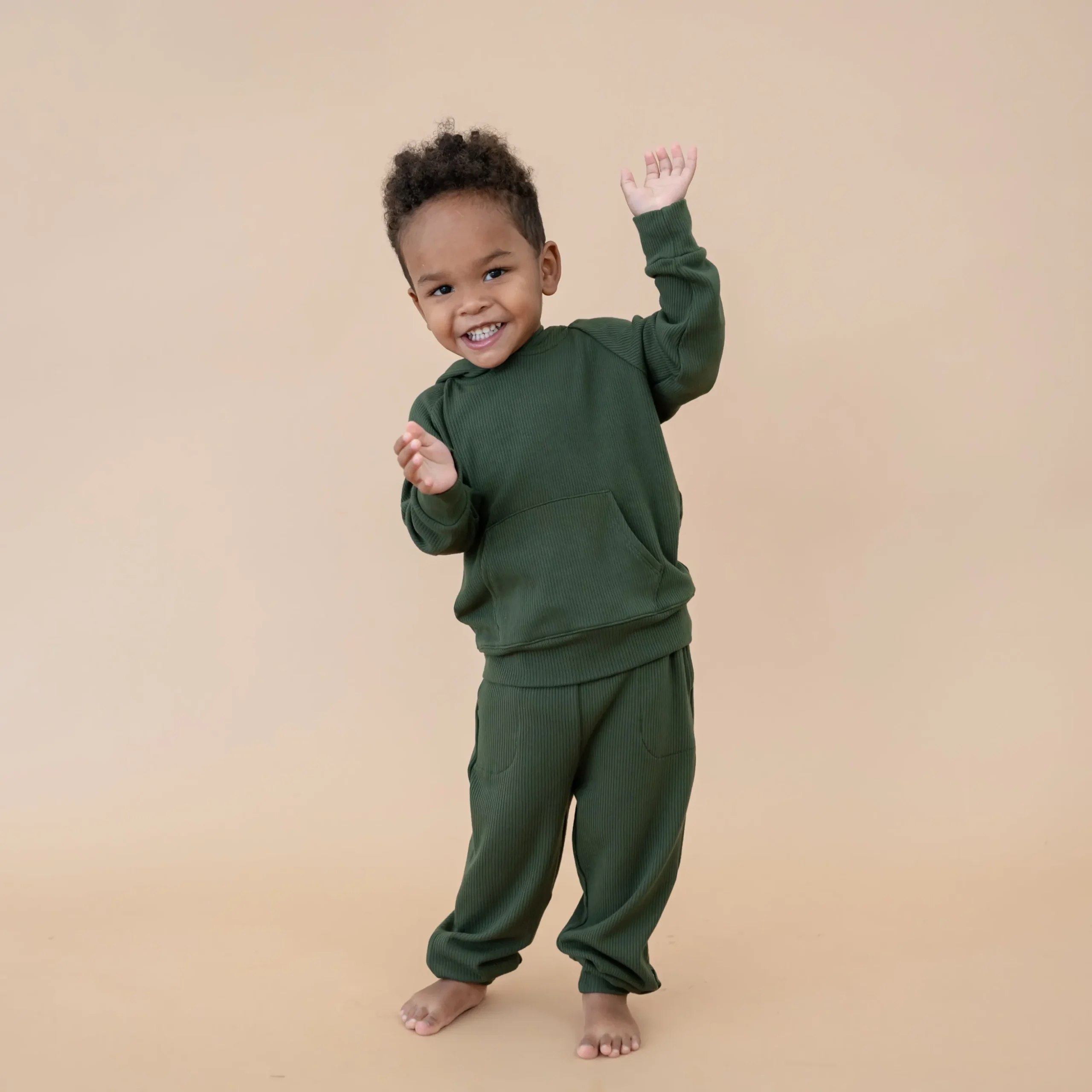Ribbed Hoodie in Fir