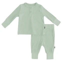 Ribbed Infant Henley Set in Thyme