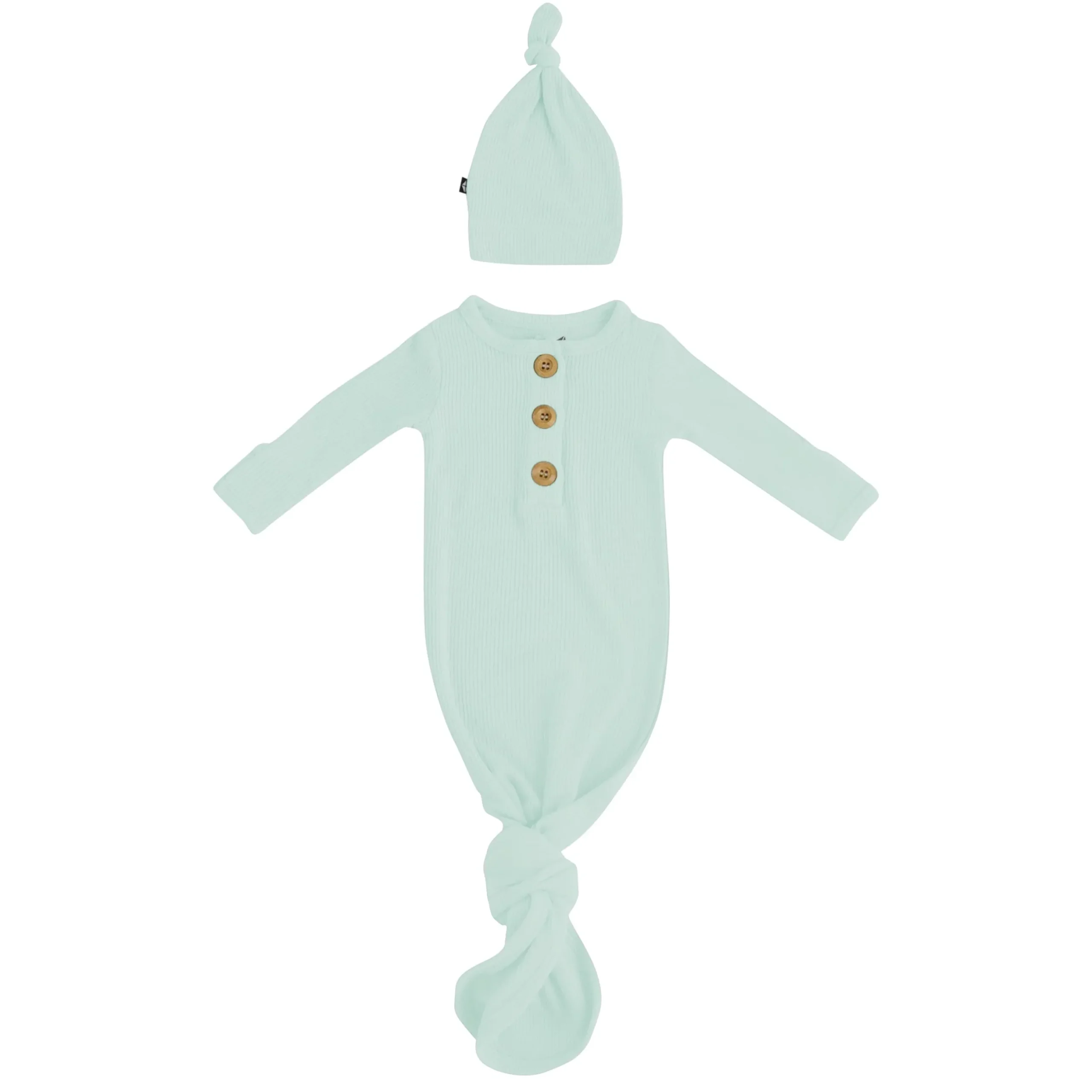 Ribbed Knotted Gown with Hat Set in Sage