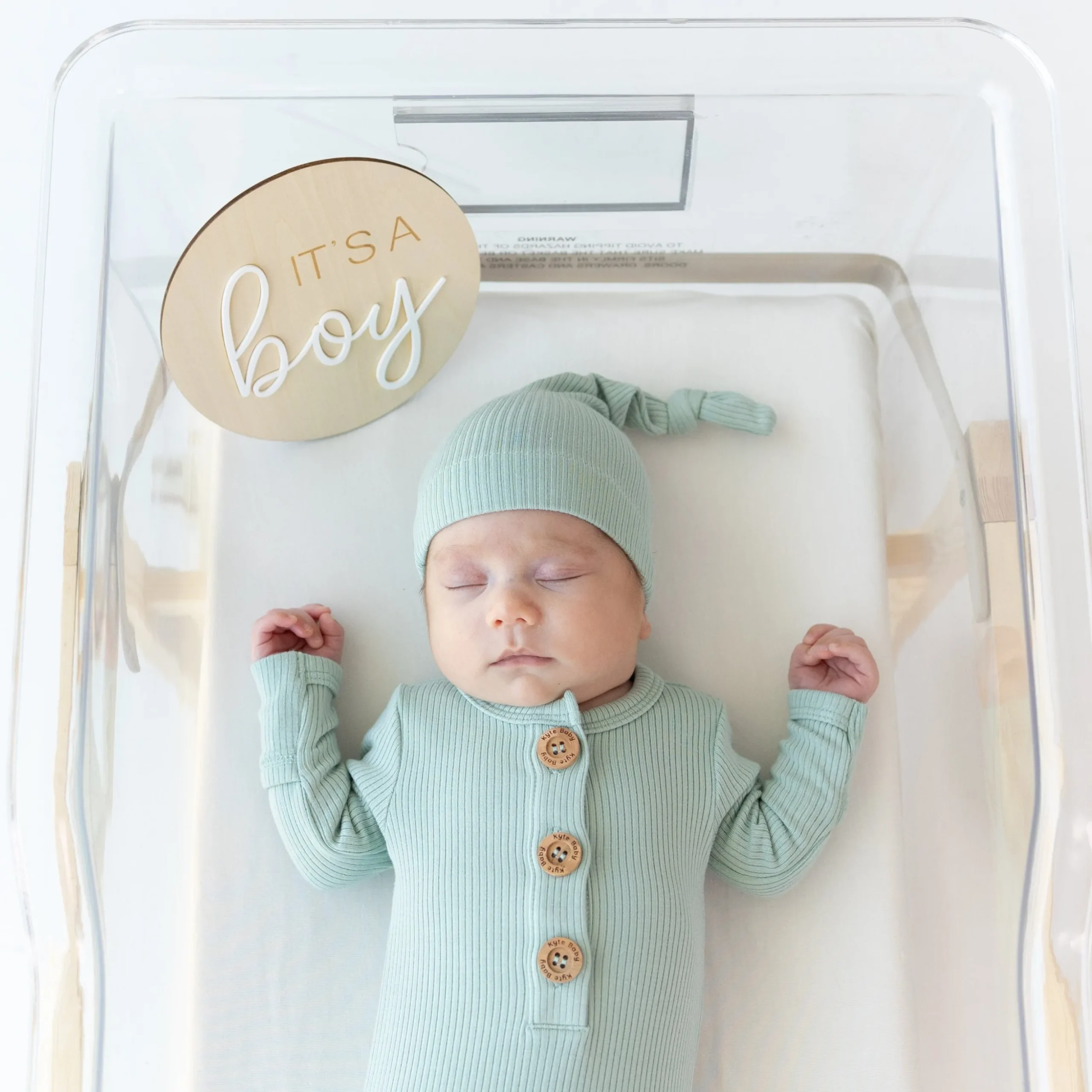 Ribbed Knotted Gown with Hat Set in Sage