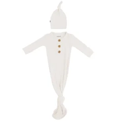 Ribbed Knotted Gown with Hat Set in Oat