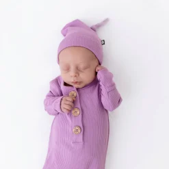 Ribbed Knotted Gown with Hat Set in Poi