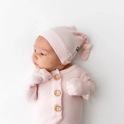 Ribbed Knotted Gown with Hat Set in Sakura