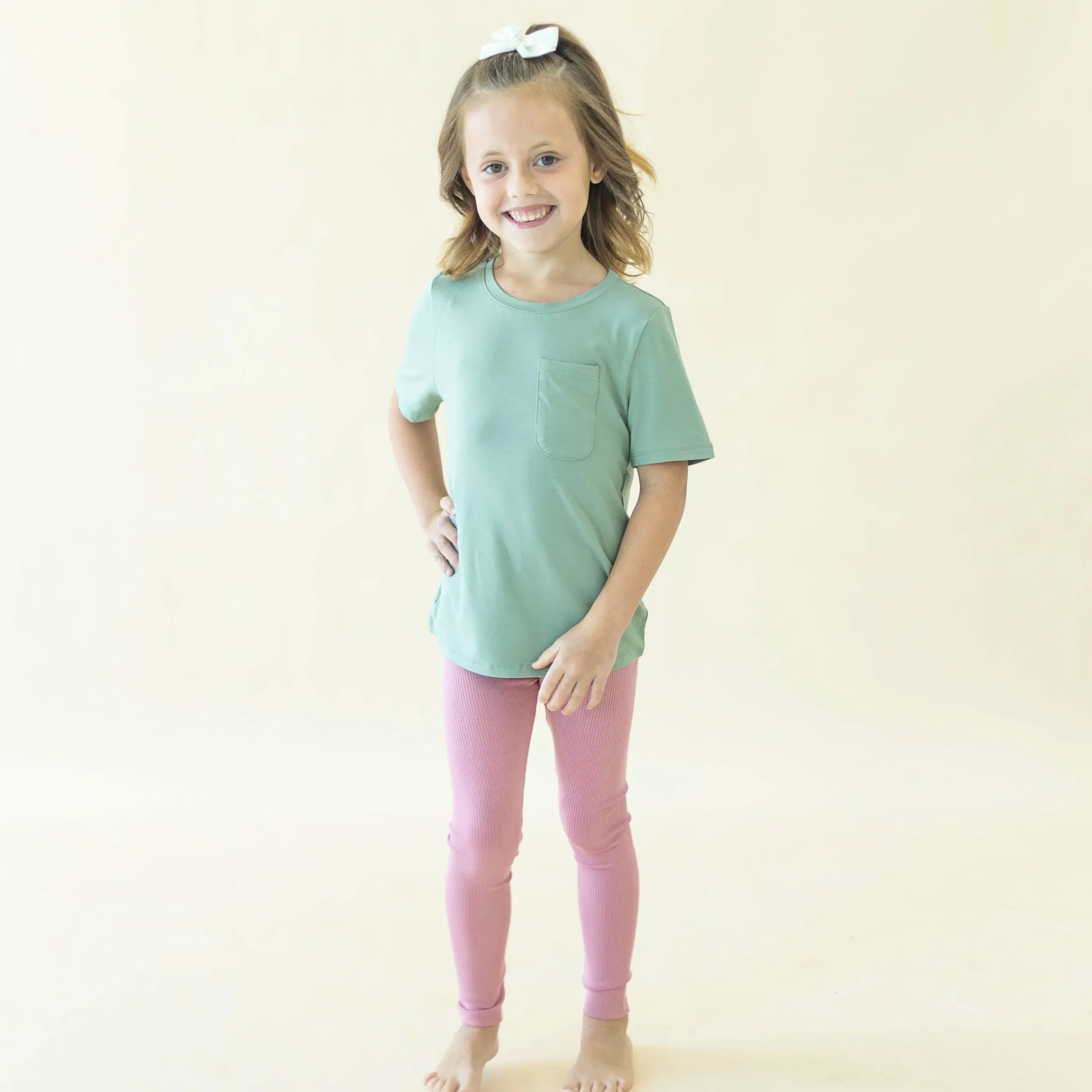 Ribbed Leggings in Apple Blossom