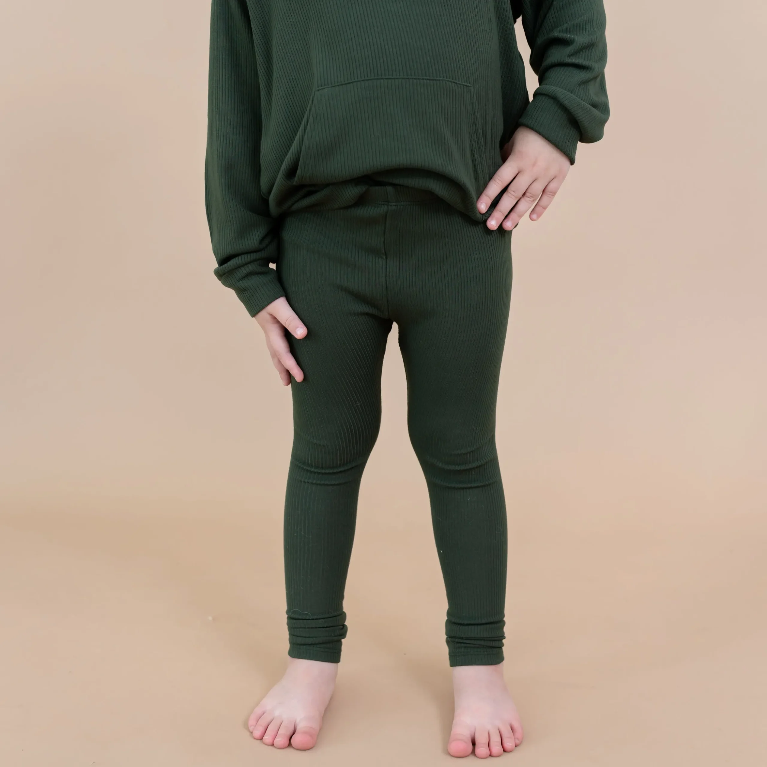 Ribbed Leggings in Fir