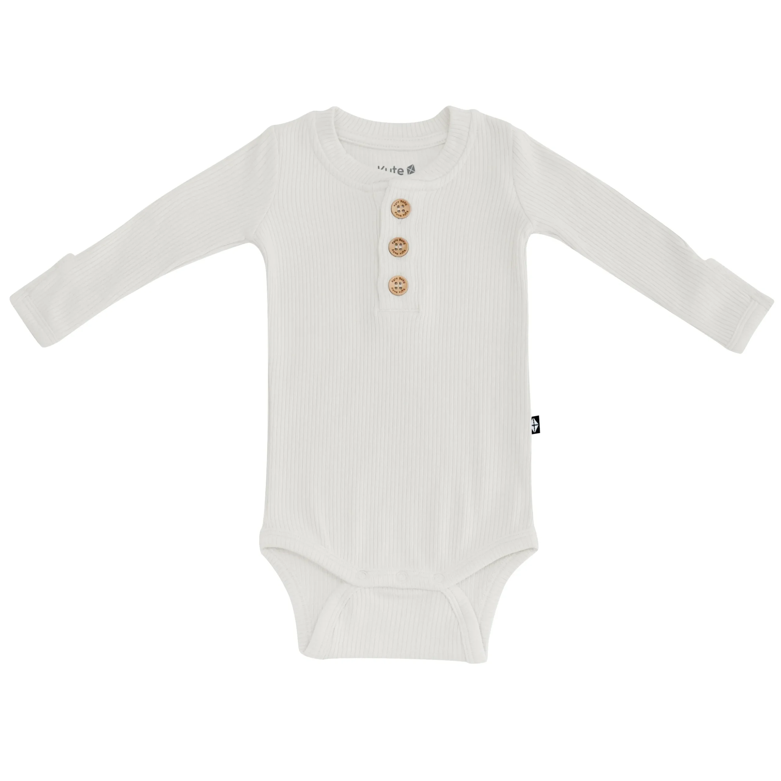 Ribbed Long Sleeve Henley Bodysuit in Oat
