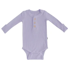 Ribbed Long Sleeve Henley Bodysuit in Taro