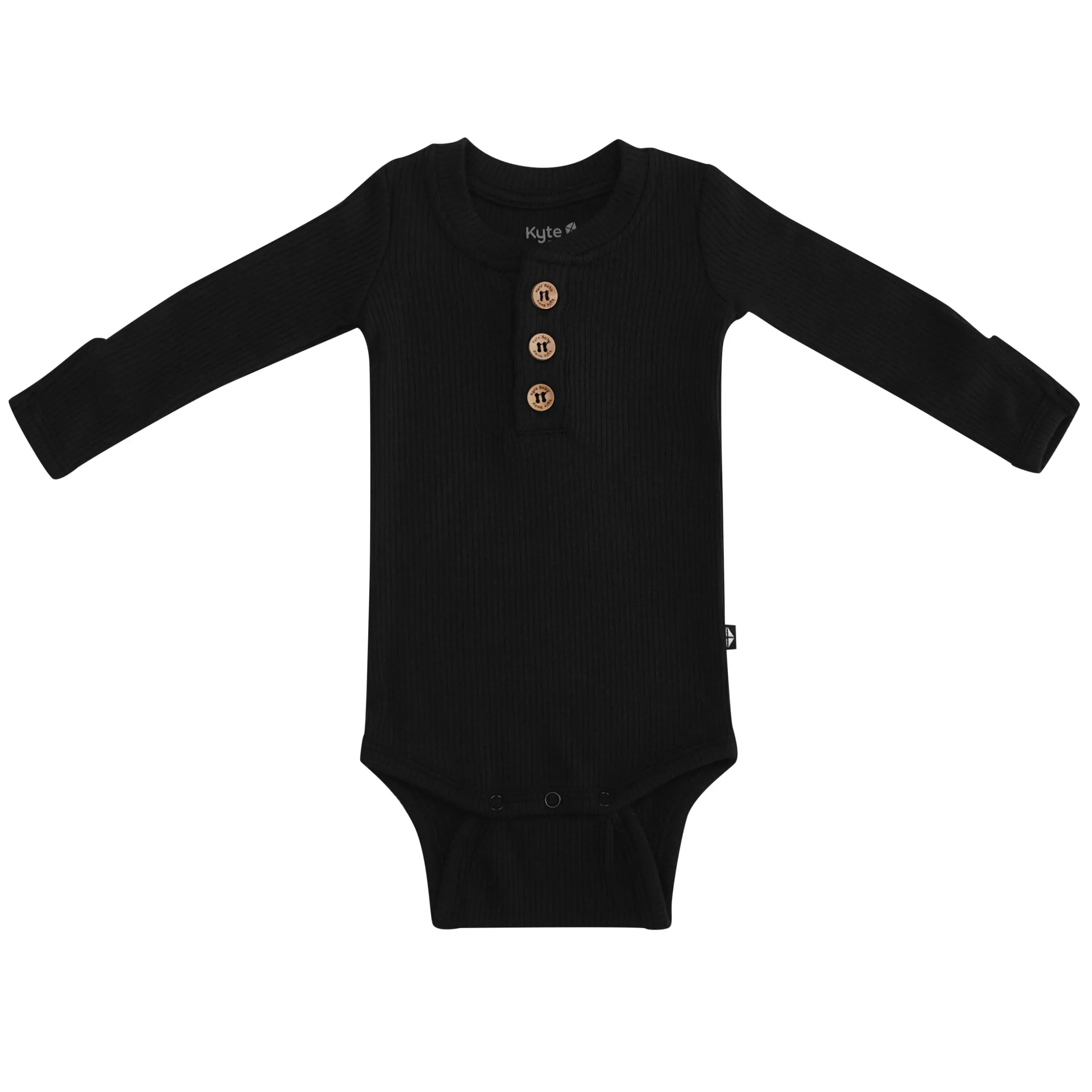 Ribbed Long Sleeve Henley Bodysuit in Midnight