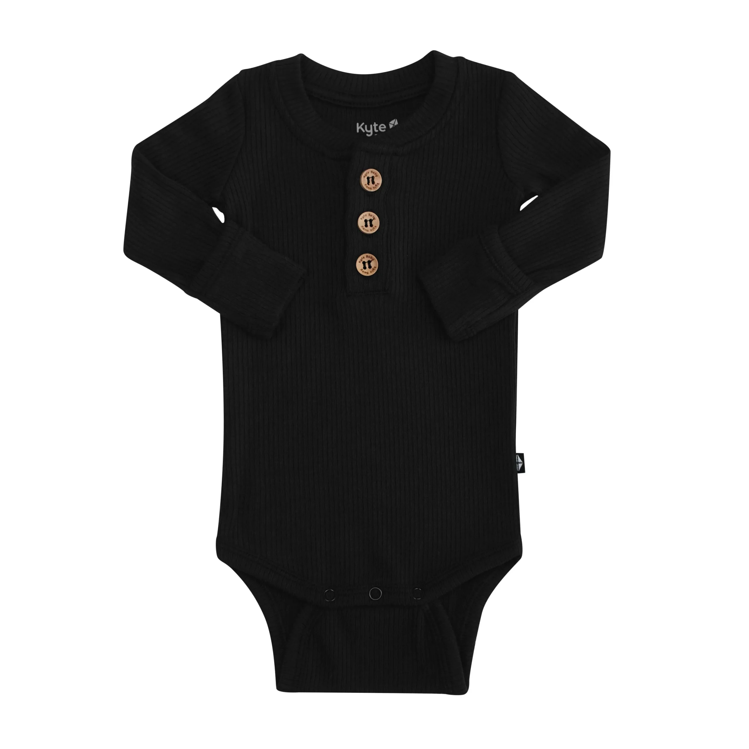 Ribbed Long Sleeve Henley Bodysuit in Midnight