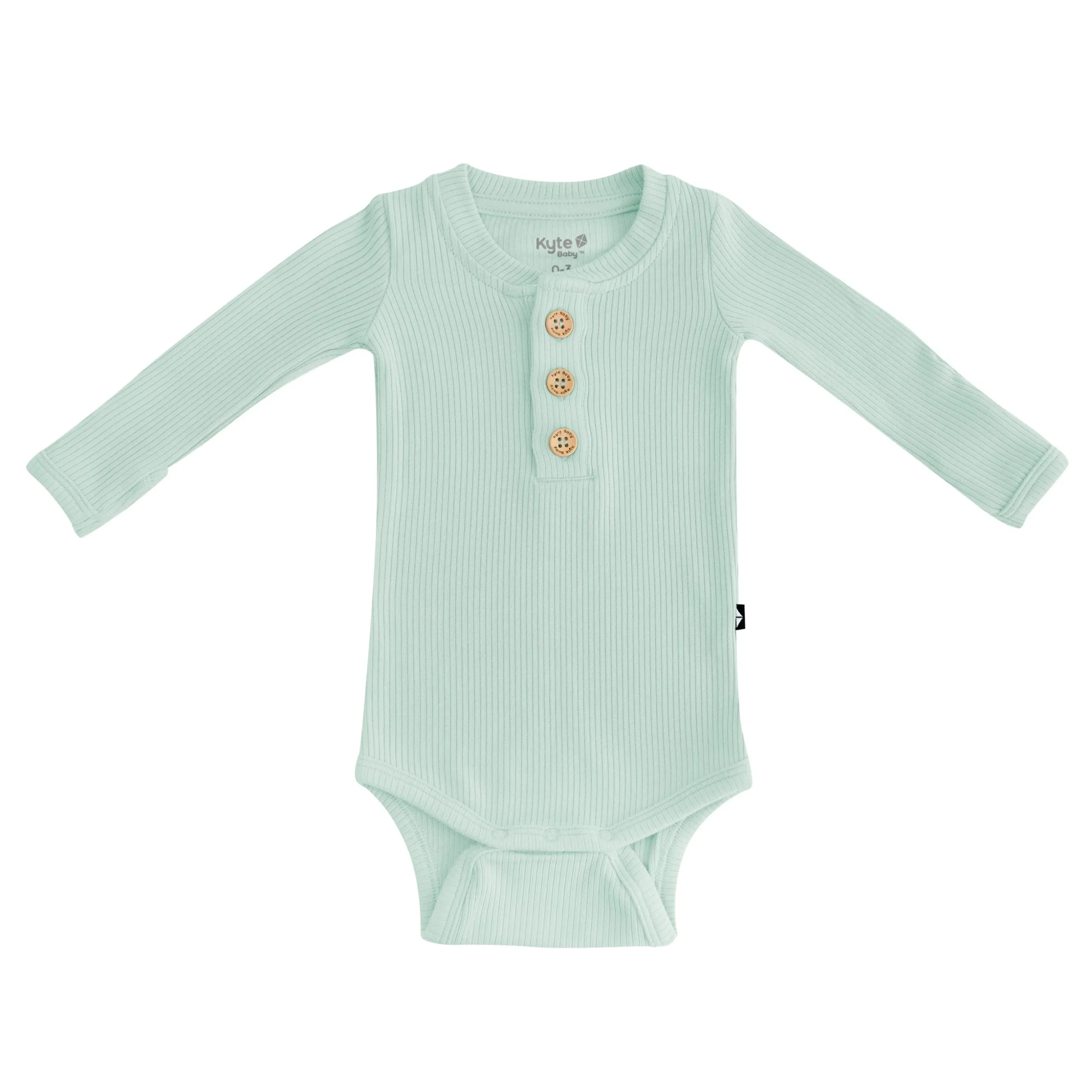 Ribbed Long Sleeve Henley Bodysuit in Sage