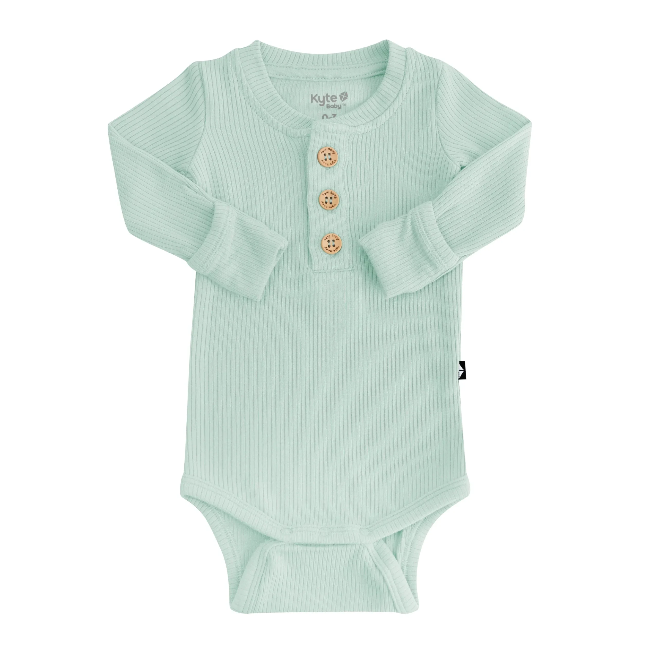 Ribbed Long Sleeve Henley Bodysuit in Sage