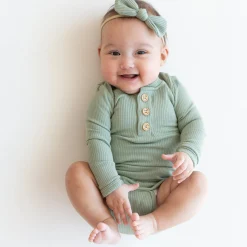 Ribbed Nylon Bow in Thyme