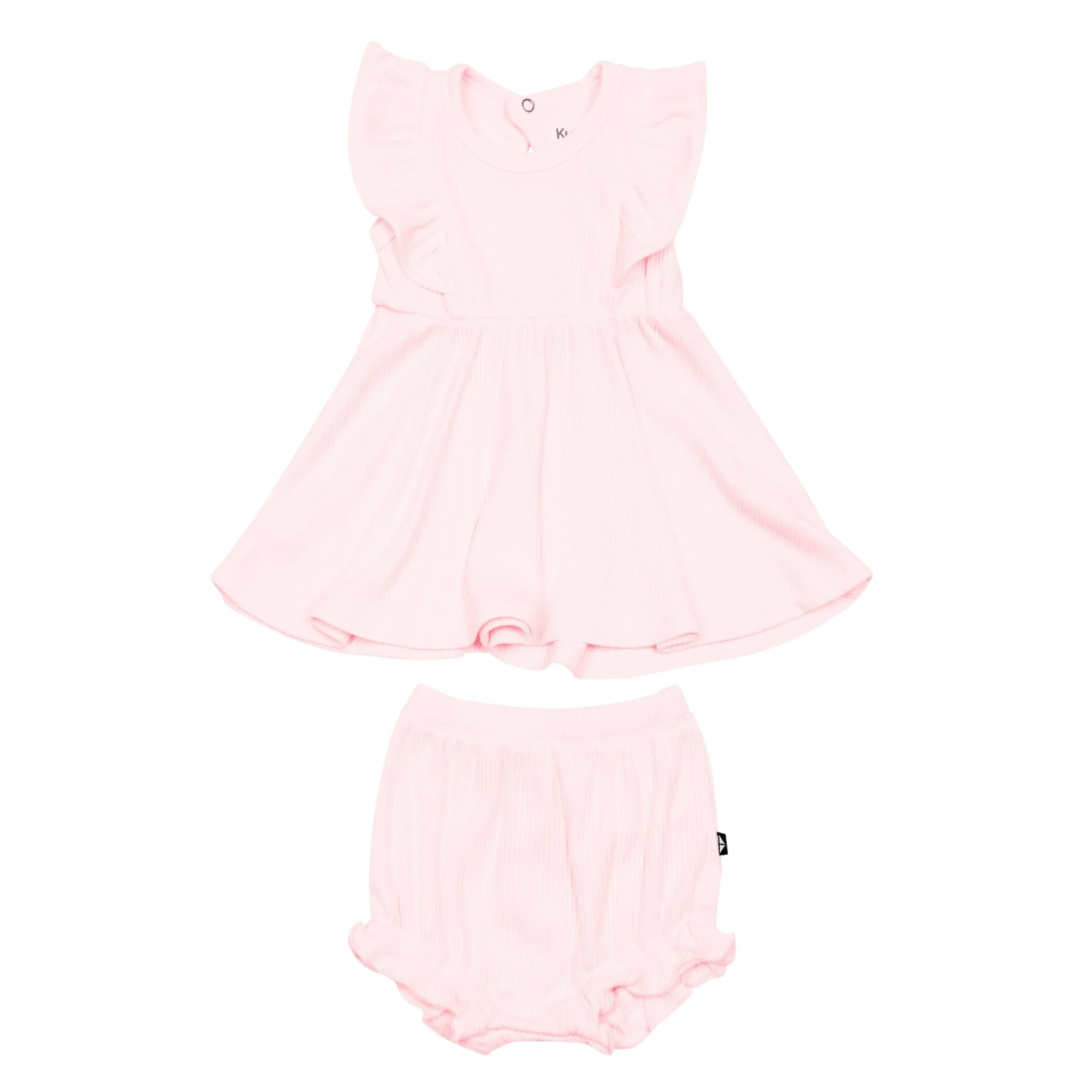 Ribbed Peplum Dress Set in Sakura