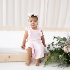Ribbed Peplum Dress Set in Sakura