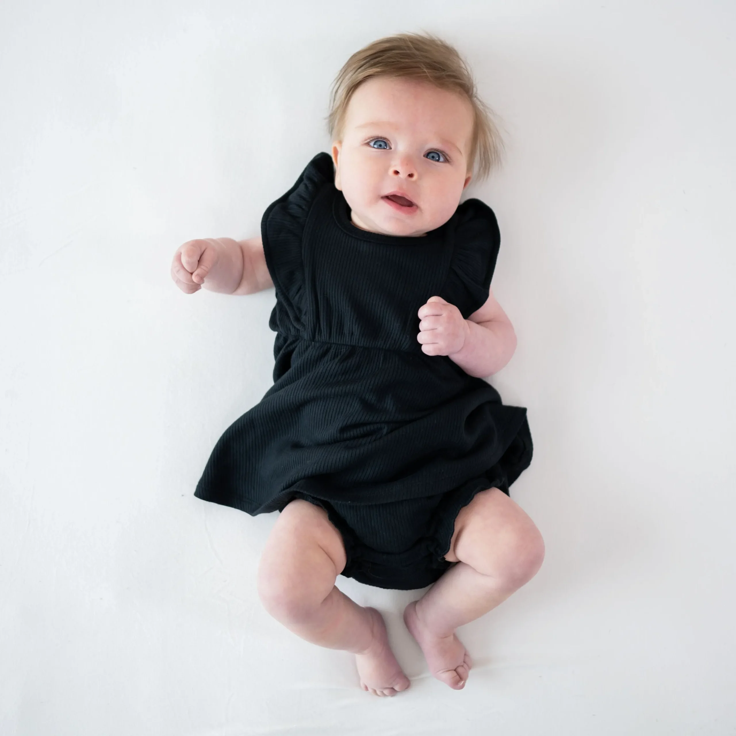 Ribbed Peplum Dress Set in Midnight