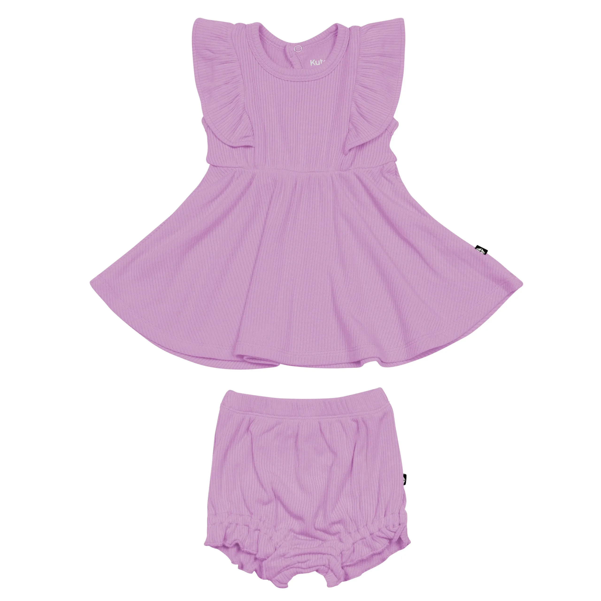 Ribbed Peplum Dress Set in Poi