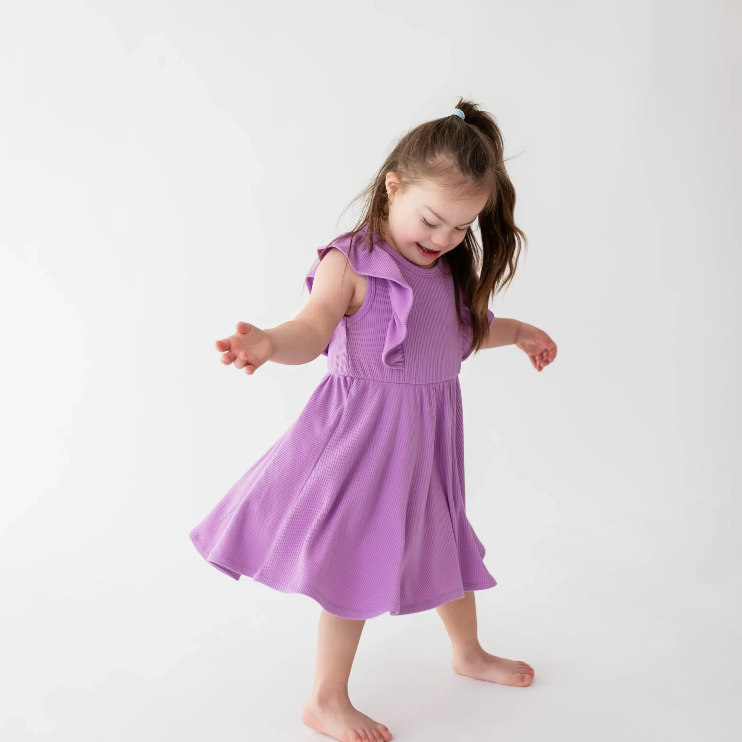 Ribbed Peplum Dress Set in Poi