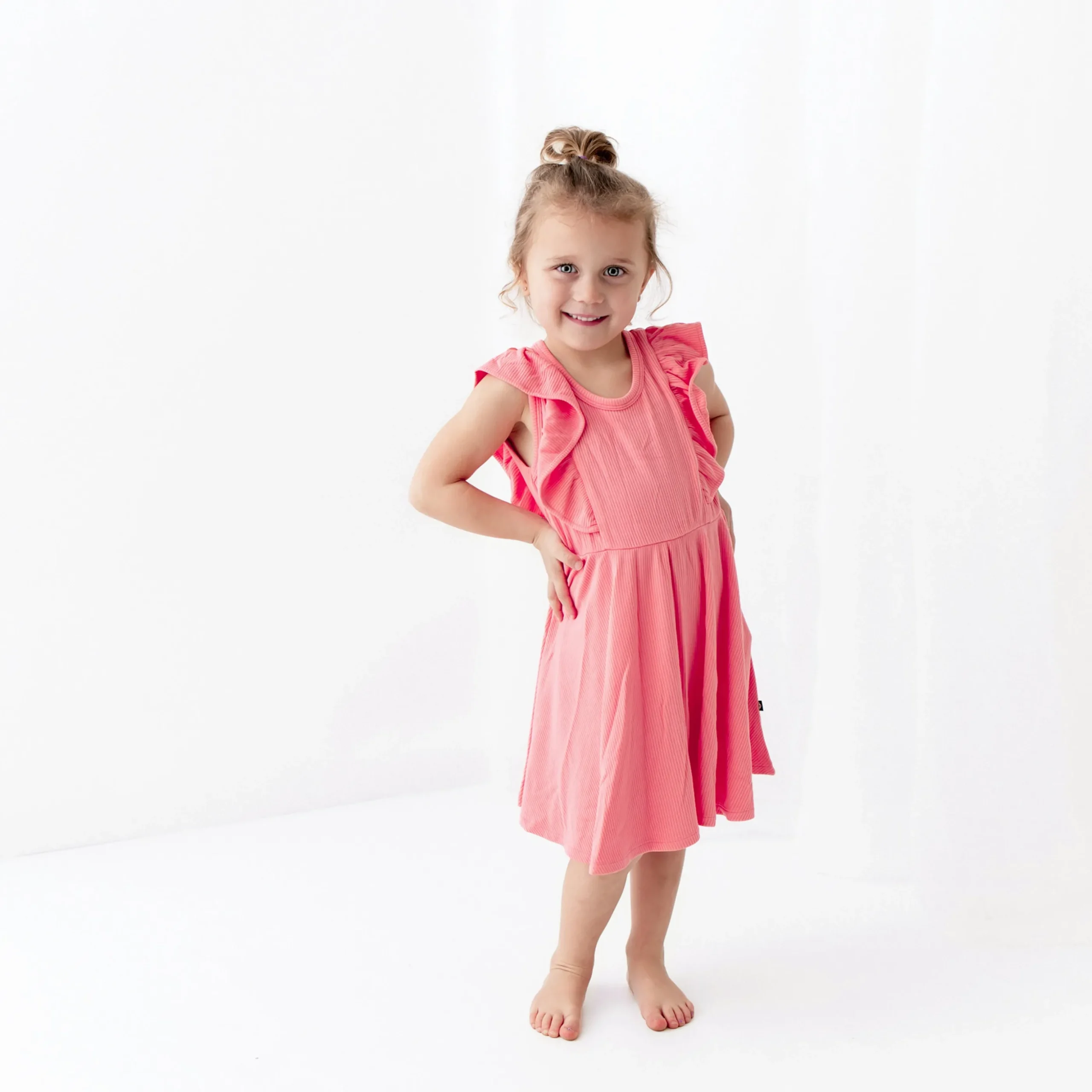 Ribbed Peplum Dress Set in Guava
