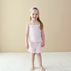 Ribbed Ruffle Tank Set in Sakura