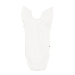 Ribbed Sleeveless Ruffle Leotard in Cloud