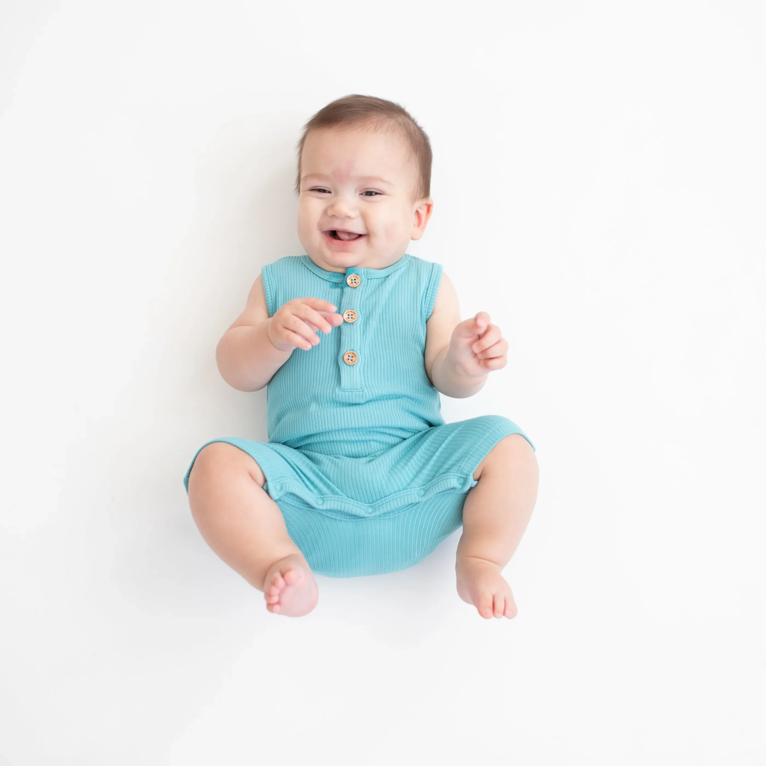 Ribbed Sleeveless Shortall in Makai