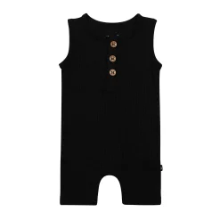 Ribbed Sleeveless Shortall in Midnight
