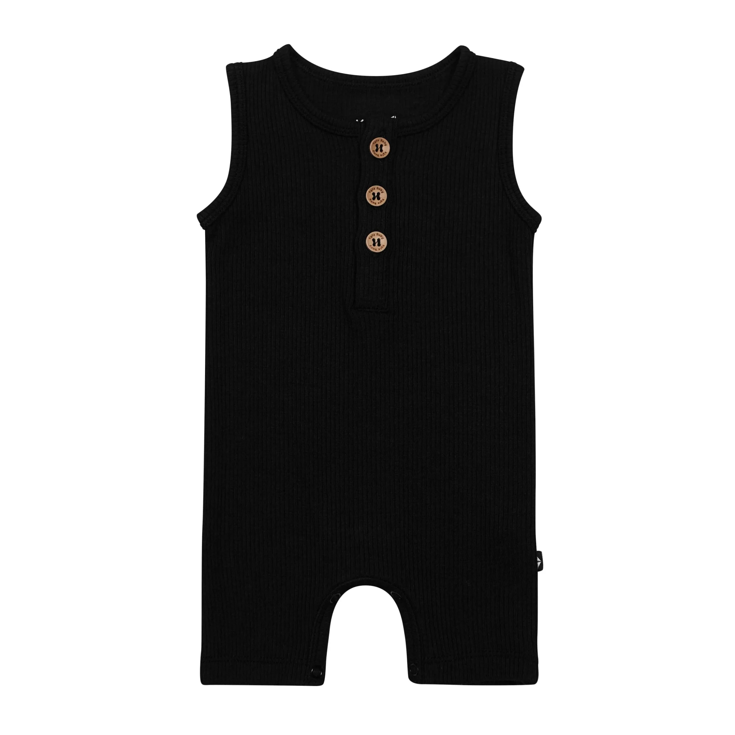 Ribbed Sleeveless Shortall in Midnight
