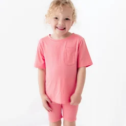 Ribbed Toddler Biker Shorts in Guava