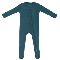 Ribbed Zipper Footie in Atlantic