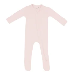 Ribbed Zipper Footie in Blush