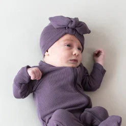 Ribbed Zipper Footie in Currant
