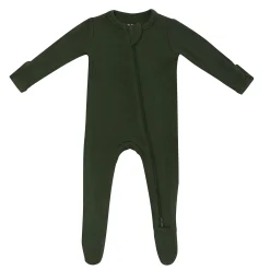Ribbed Zipper Footie in Fir
