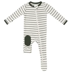 Ribbed Zipper Footie in Fir Stripe