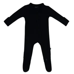 Ribbed Zipper Footie in Midnight