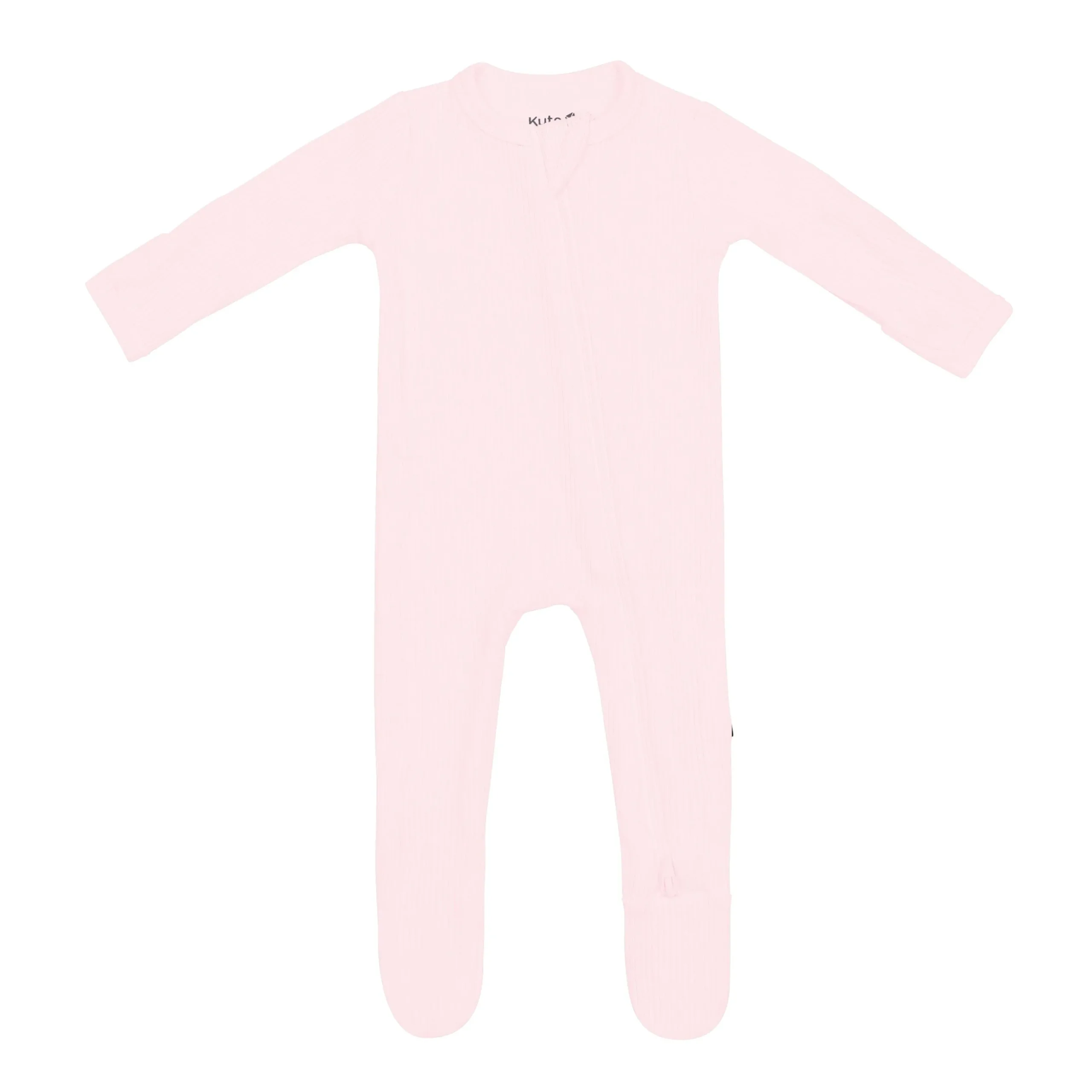 Ribbed Zipper Footie in Sakura