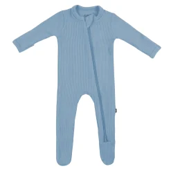 Ribbed Zipper Footie in Slate