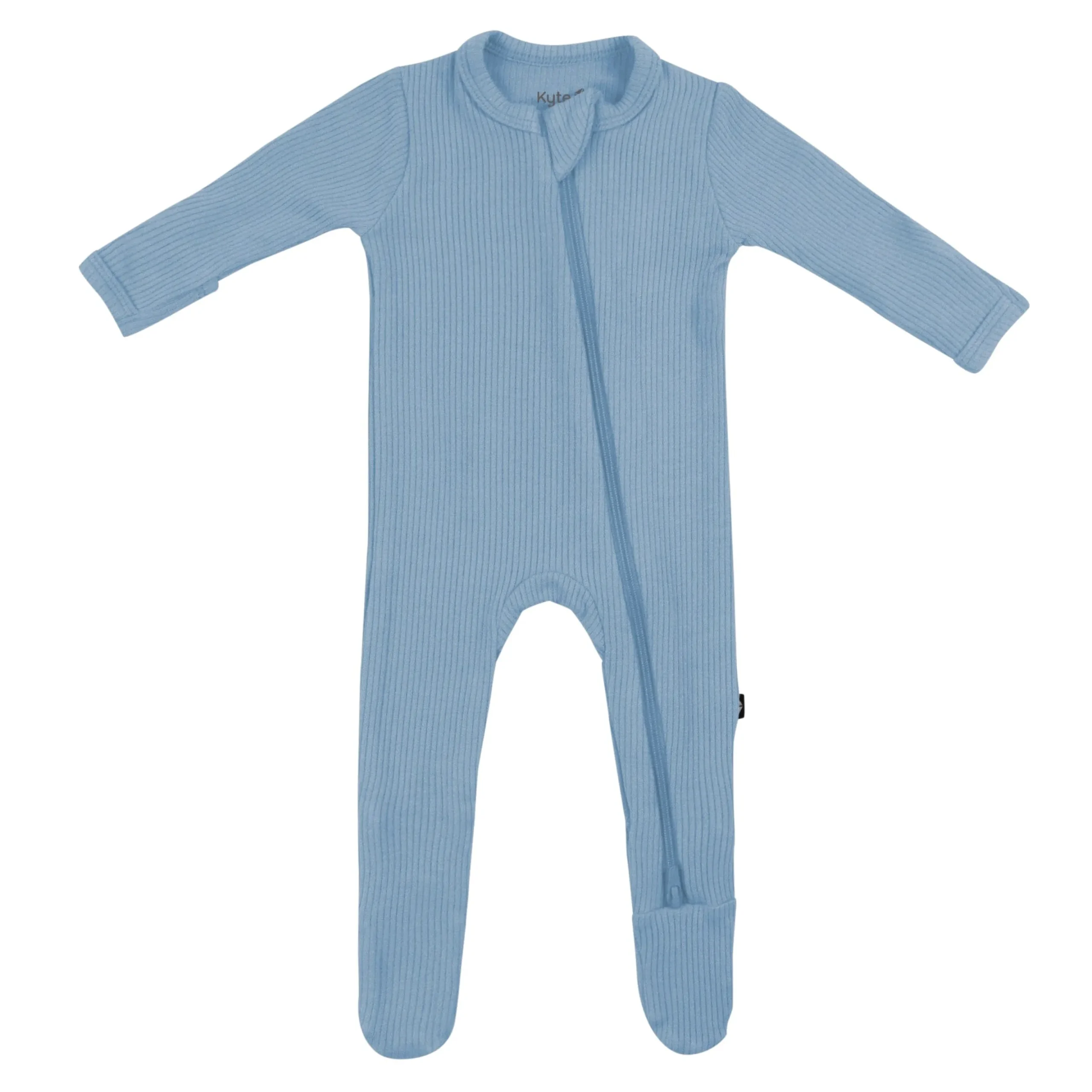 Ribbed Zipper Footie in Slate