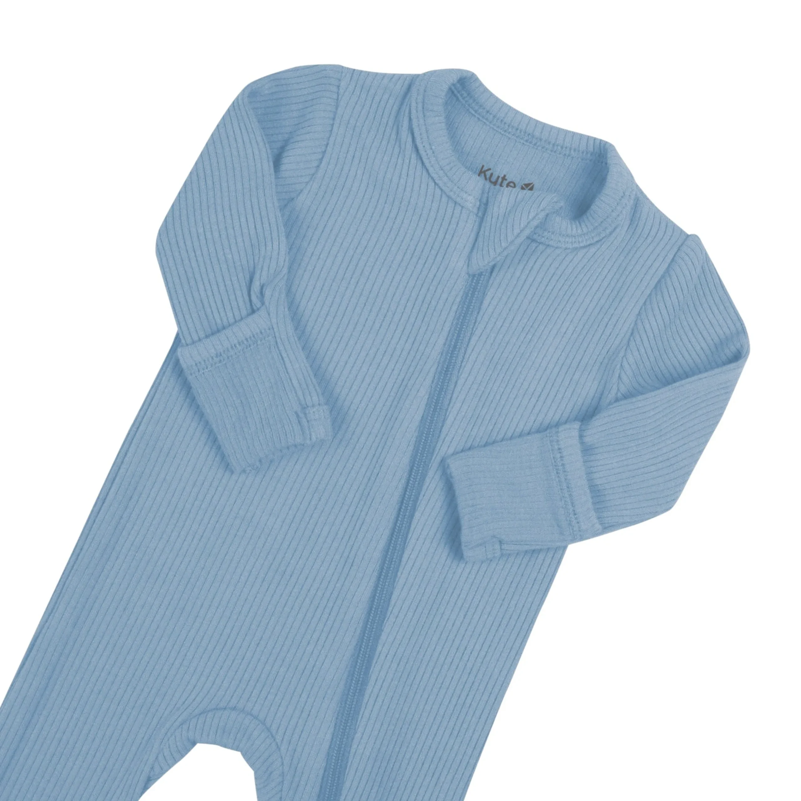 Ribbed Zipper Footie in Slate