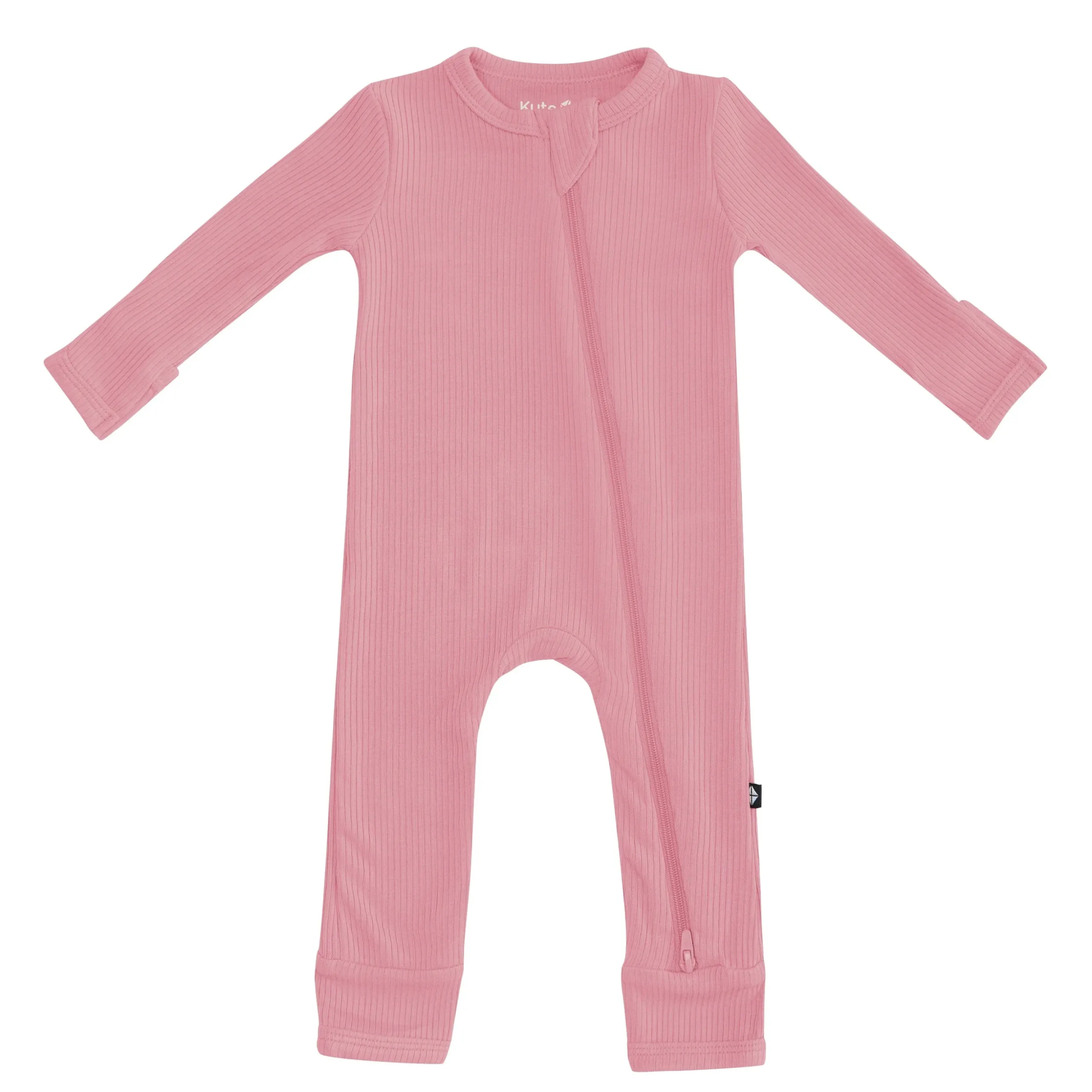 Ribbed Zipper Romper in Apple Blossom