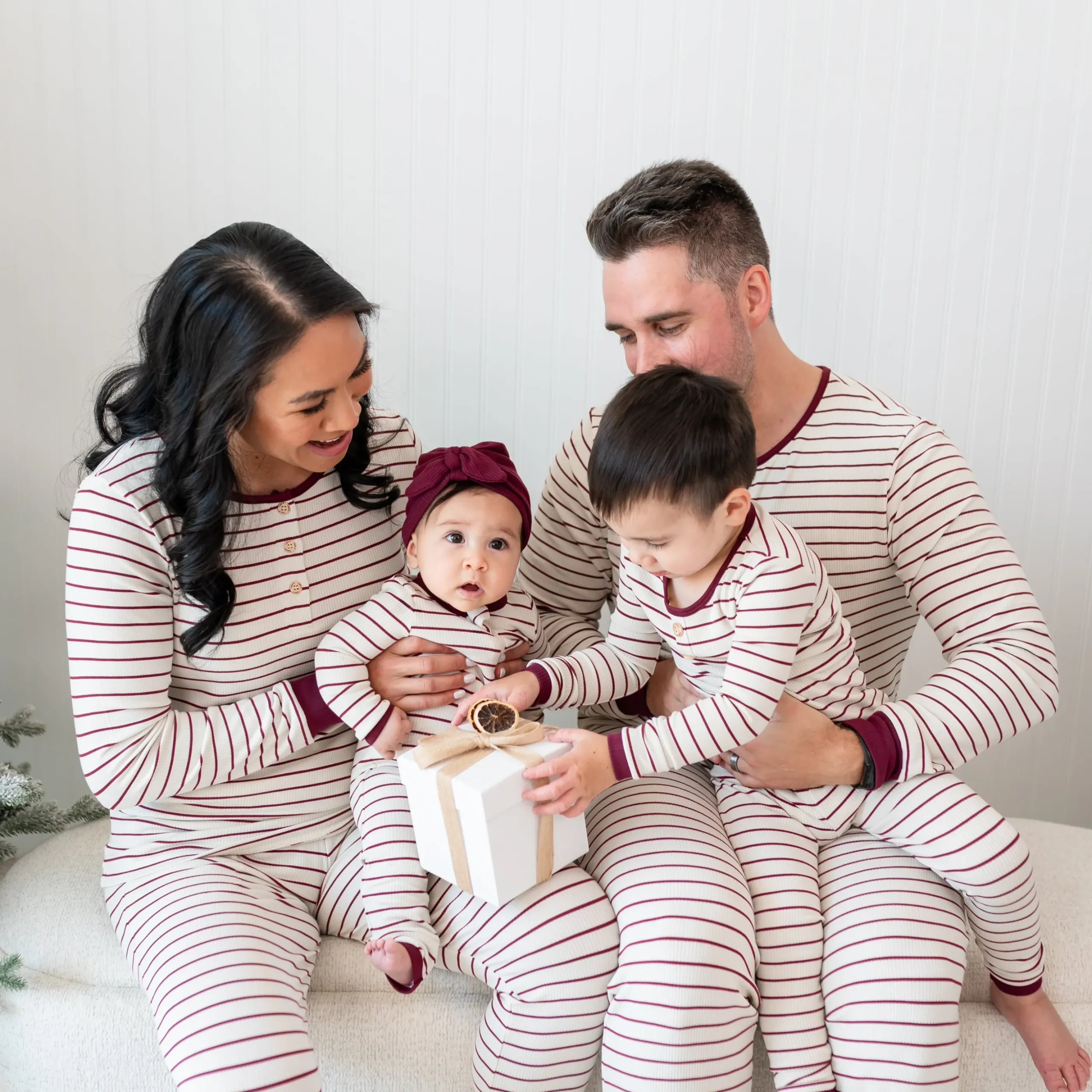 Ribbed Zipper Romper in Burgundy Stripe