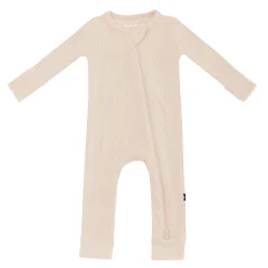 Ribbed Zipper Romper in Bisque