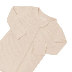 Ribbed Zipper Romper in Bisque