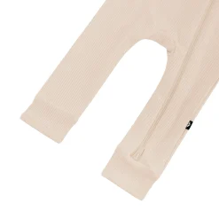 Ribbed Zipper Romper in Bisque
